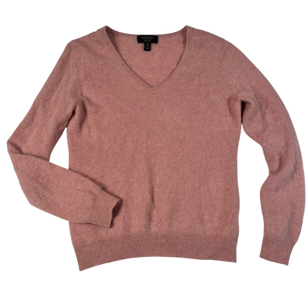 Charter Club Luxury Cashmere Sweater Womens Petite Medium‎ Pink V-Neck FA18